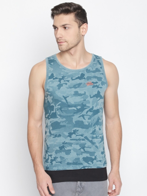

CULT FICTION Men Blue Camouflage Printed Innerwear Vests
