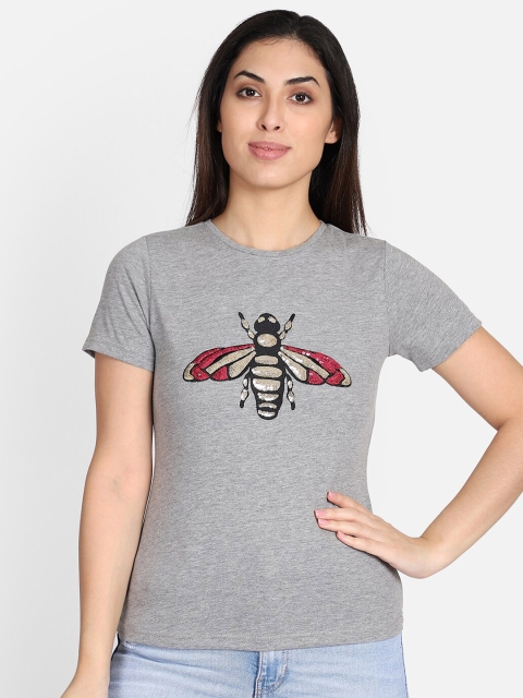 

Yaadleen Women Grey & Black Print Top