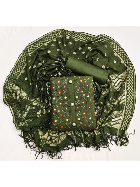 

Suktam Trendz Green & Red Embroidered Unstitched Dress Material