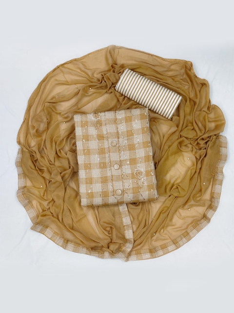 

Suktam Trendz Brown & White Unstitched Dress Material