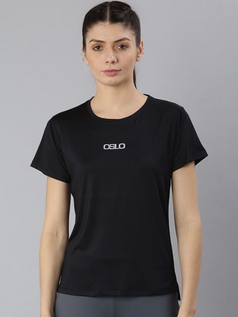 

MKH Women Black Typography Dri-FIT T-shirt