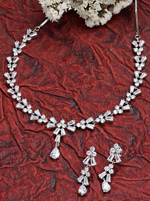 

KARATCART Women Silver-Plated CZ-Studded Jewellery Set