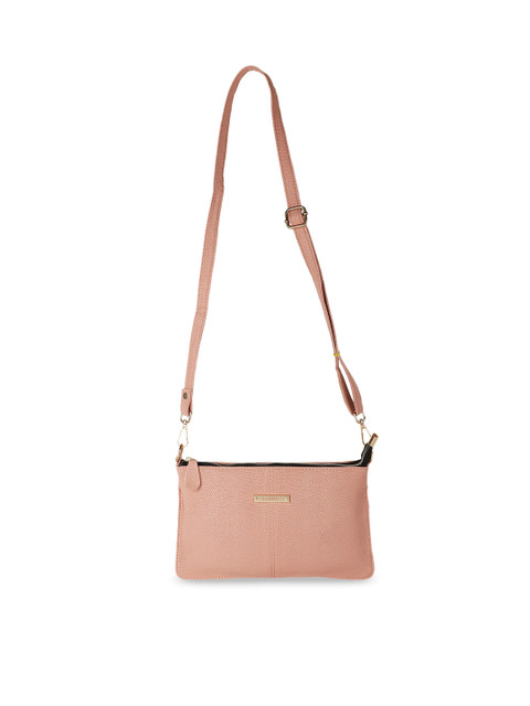

LEKHX Pink PU Structured Sling Bag with Tasselled