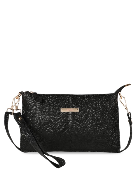 

LEKHX Black PU Shopper Sling Bag with Tasselled