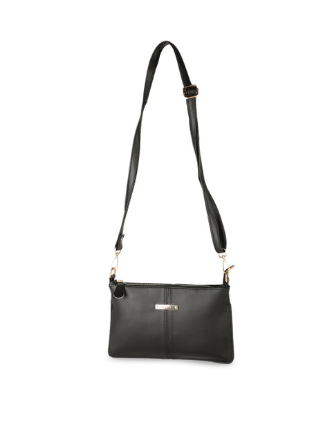 

LEKHX Black PU Structured Sling Bag