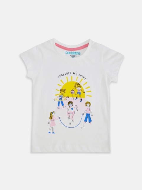 

Pantaloons Junior Girls White Printed T-shirt