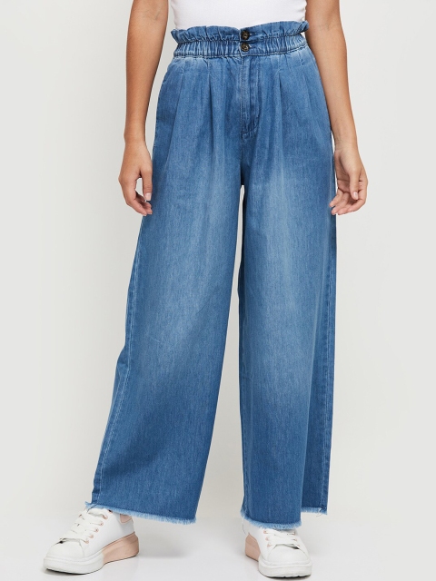 

max Women Blue Faded Trousers