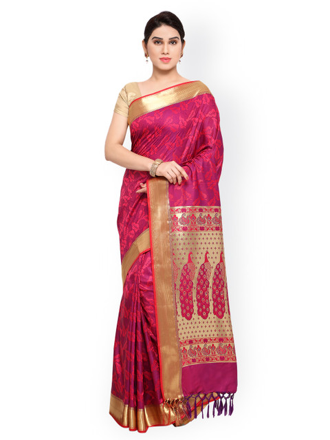 

Varkala Silk Sarees Pink & Purple Kanjeevaram Art Silk Traditional Saree