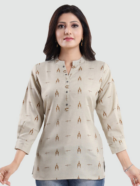 

Saree Swarg Women Beige Printed Short Kurti