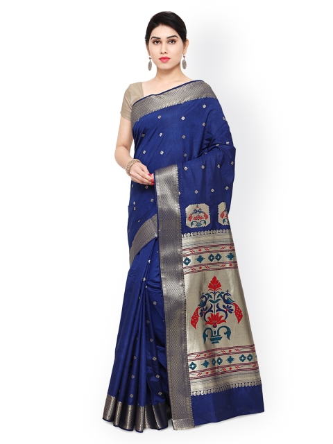 

Varkala Silk Sarees Navy Kanjeevaram Art Silk Traditional Saree, Navy blue