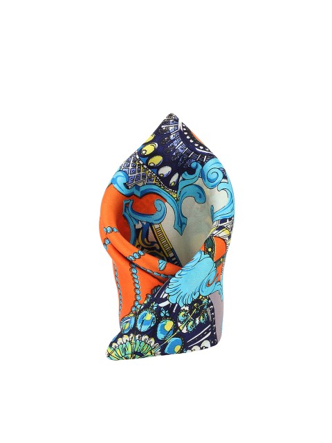 

Alvaro Castagnino Rust Orange & Blue Printed Pocket Square