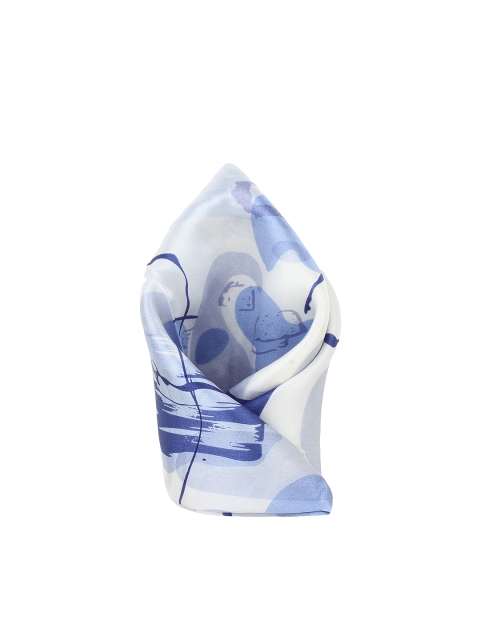 

Alvaro Castagnino Blue & White Printed Pocket Square
