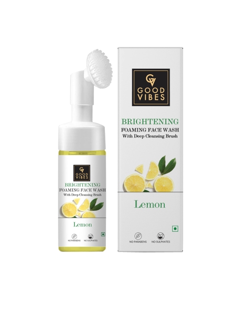 

Good Vibes Lemon Brightening Foaming Face Wash with Deep Cleansing Brush - 150ml, White