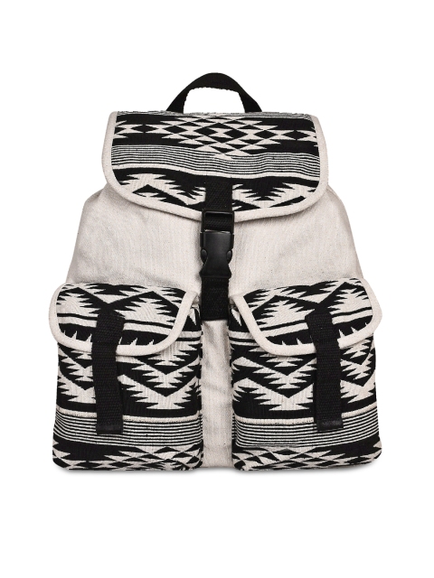 

Anekaant Women White & Black Jacquard Backpack
