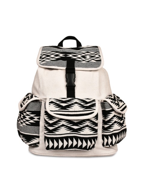 

Anekaant Women White & Black Jacquard Backpack
