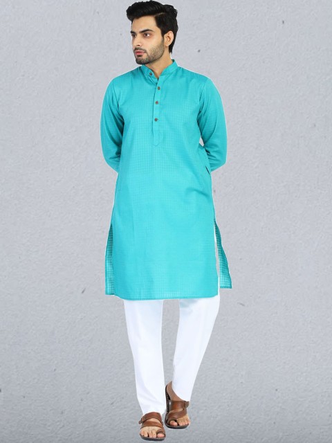

TAHVO Men Blue Solid Kurta Set