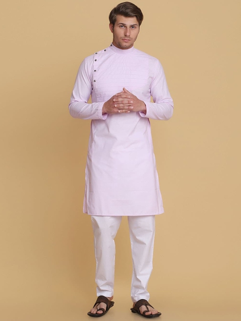 

TAHVO Men Purple Angrakha Kurta with Pyjamas