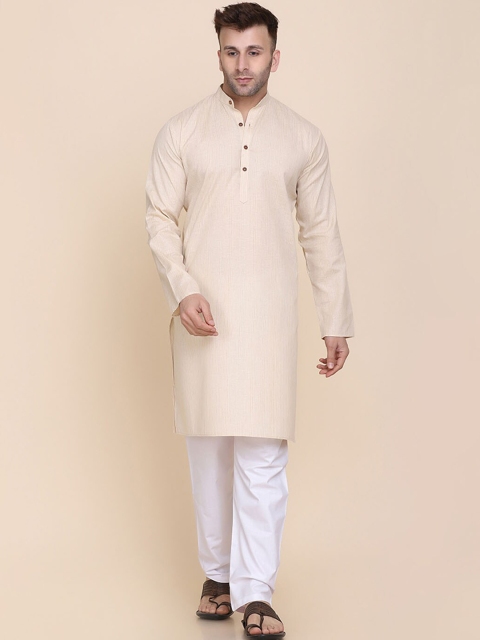 

TAHVO Men Beige Kurta with Pyjamas