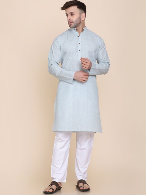 

TAHVO Men Blue Kurta with Pyjama