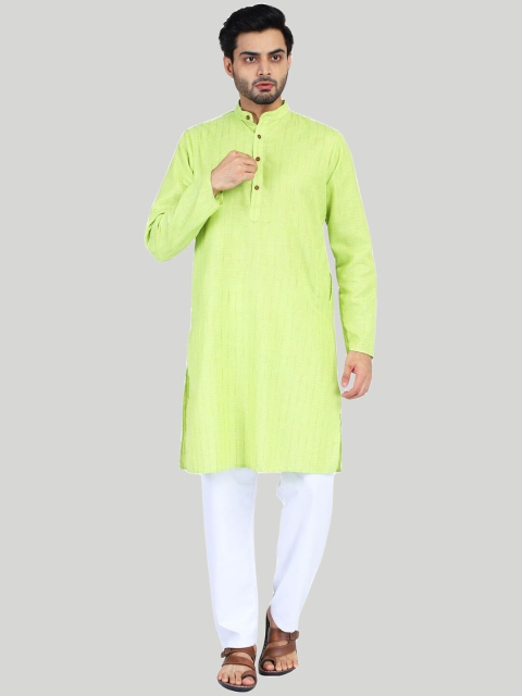 

TAHVO Men Green & White Kurta with Pyjamas