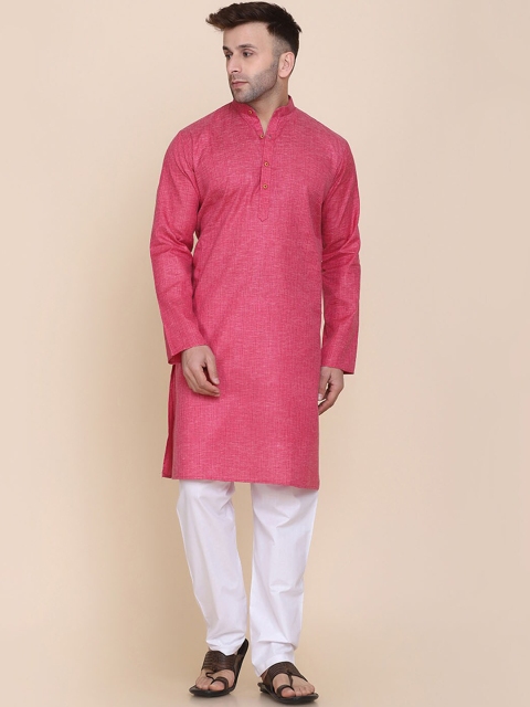 

TAHVO Men Pink Kurta with Pyjamas