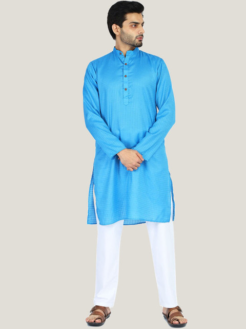 

TAHVO Men Blue Empire Kurti with Pyjamas