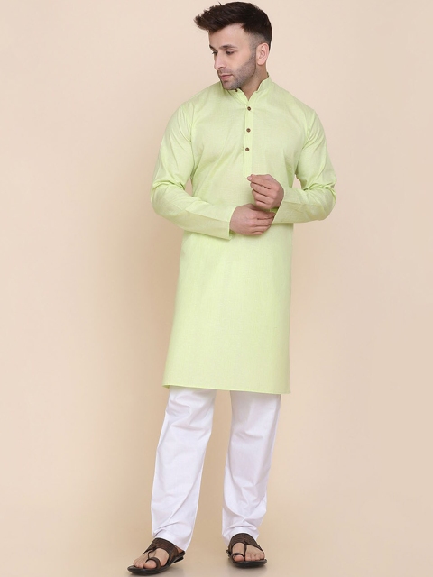 

TAHVO Men Green Kurti with Pyjama