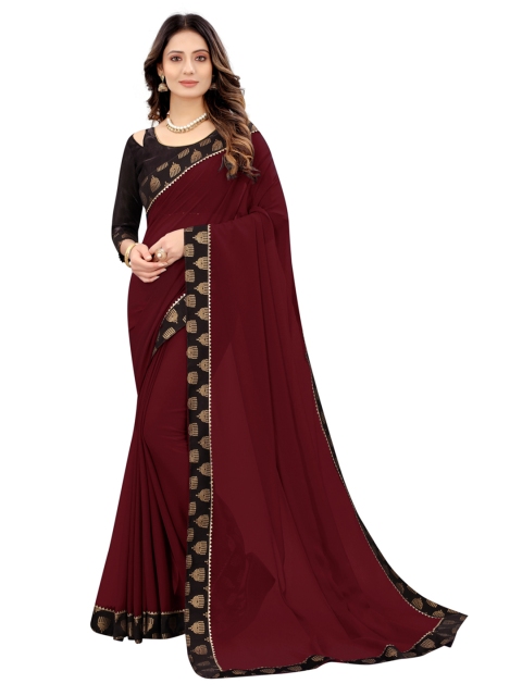 

Xenilla Maroon & Black Pure Georgette Saree