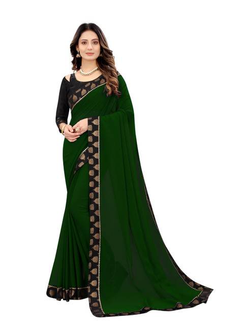

Xenilla Green & Black Pure Georgette Saree