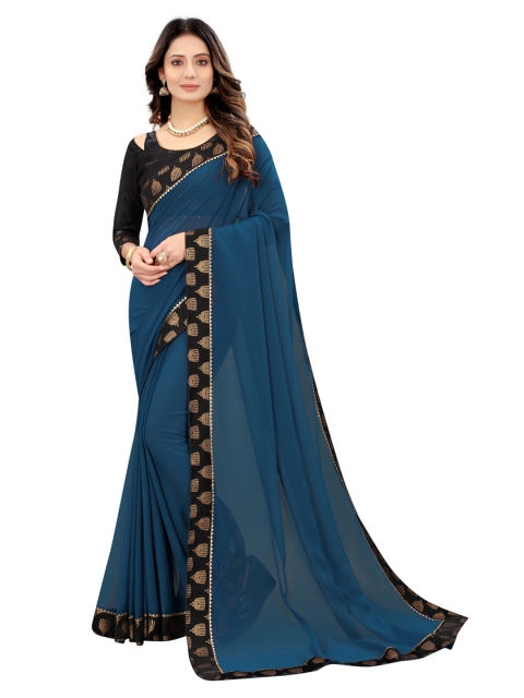 

Xenilla Blue Pure Georgette Saree