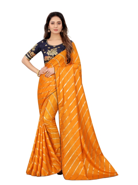 

Xenilla Yellow Leheriya Silk Blend Saree