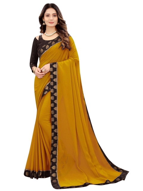 

Xenilla Yellow & Black Pure Georgette Saree