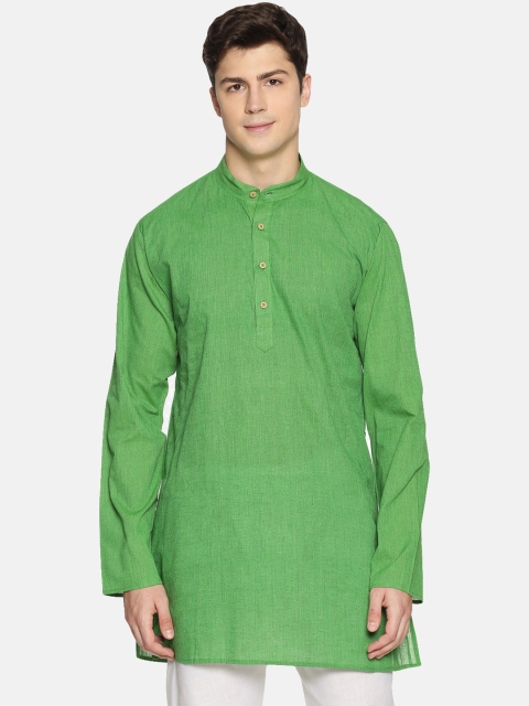 

TATTVA Men Green Solid Straight Kurta