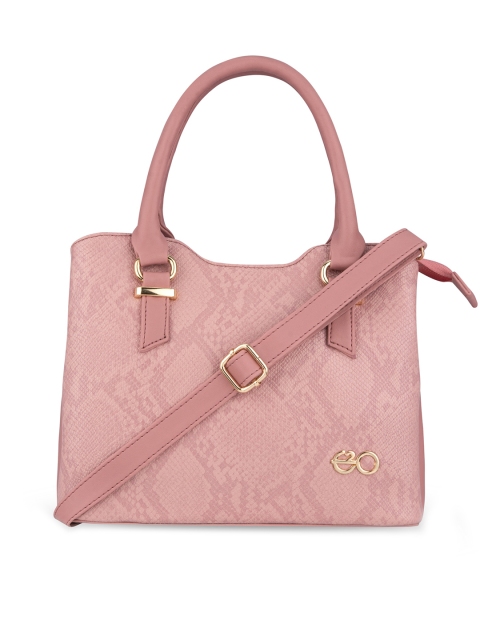 

E2O Women Pink Textured PU Structured Handbag