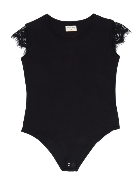 

Gini and Jony Girls Black Solid Bodysuit