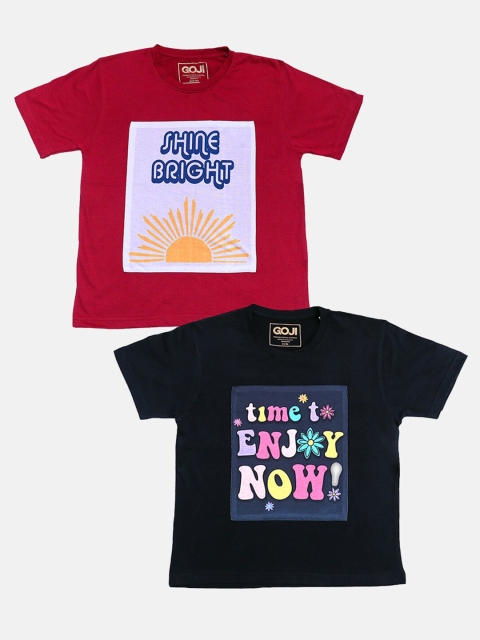 

GOJI Kids Assorted Typography Printed V-Neck T-shirt
