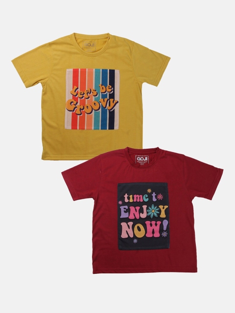 

GOJI Kids Assorted Typography Printed Applique T-shirt