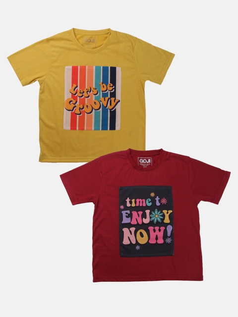 

GOJI Kids Assorted Typography Printed Applique T-shirt
