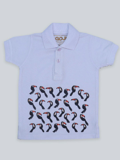 

GOJI Boys Lavender Printed Polo Collar T-shirt