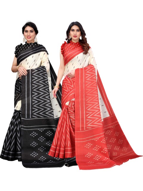 

AADVIKA Black & Red Woven Design Saree