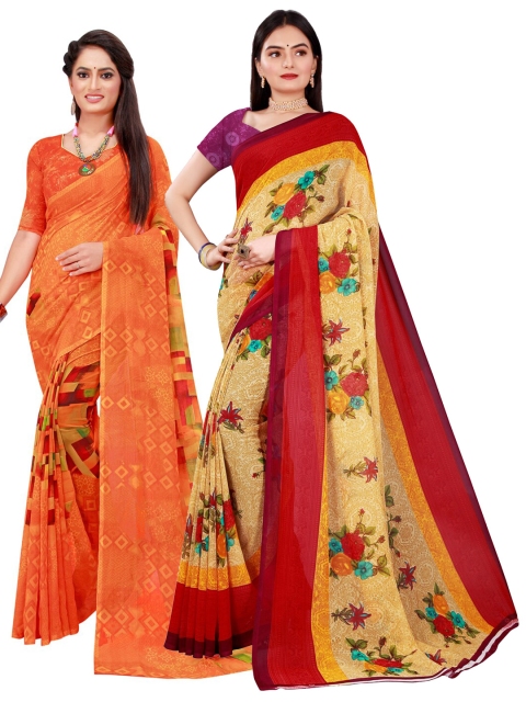 

Florence Orange & Beige Pure Georgette Saree