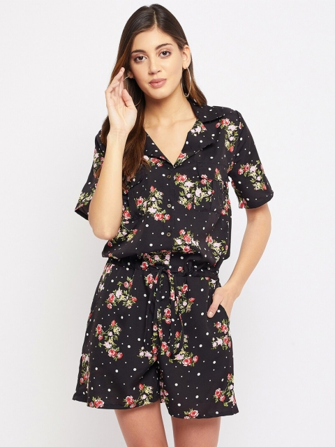 

Color Cocktail Black & White Printed Basic Jumpsuit