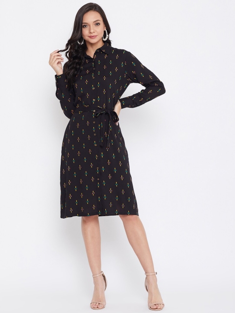 

Color Cocktail Women Black Printed Shirt Dress