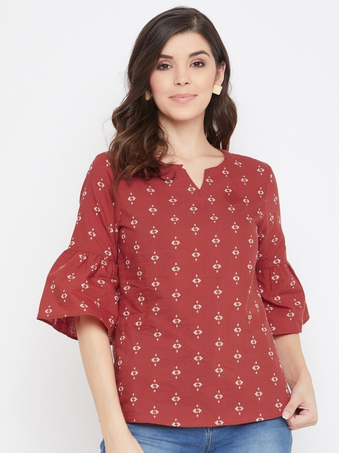 

Color Cocktail Red Geometric Print Top
