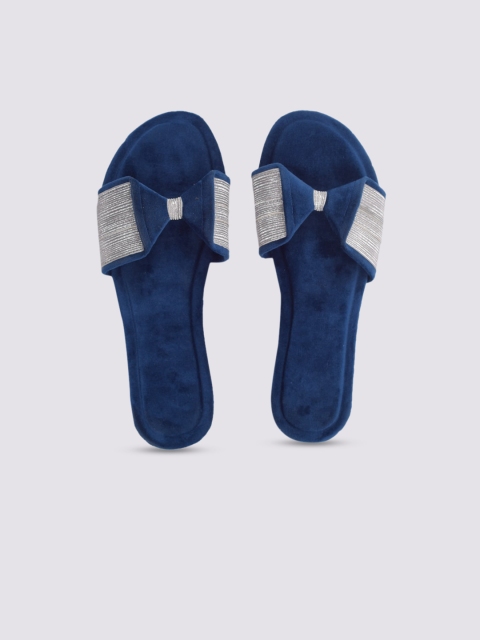 

Apratim Women Blue Colourblocked Open Toe Flats