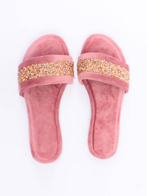 

Apratim Women Pink Embellished Party Ballerinas Flats