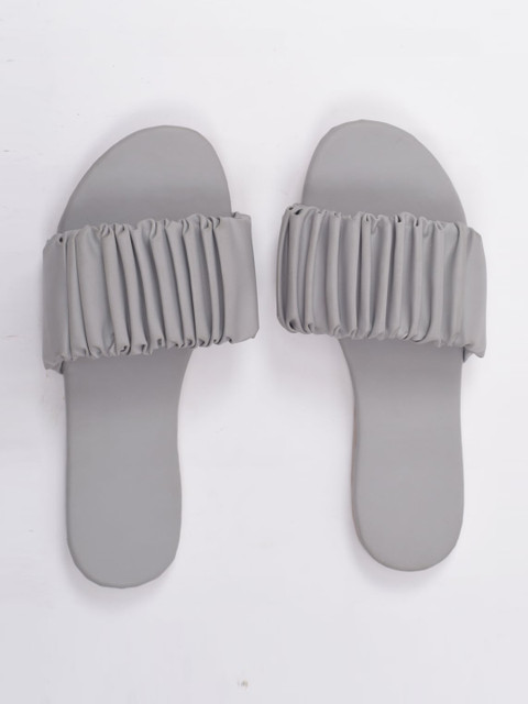 

Apratim Women Grey Textured Party Open Toe Flats