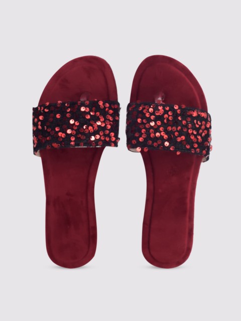 

Apratim Women Red Embellished Party One Toe Flats