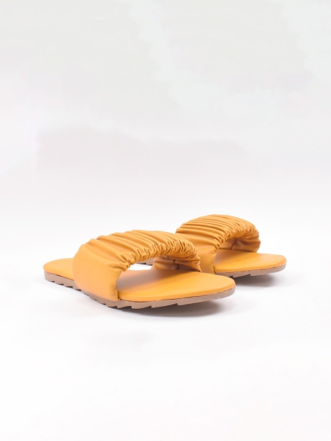 

Apratim Women Mustard Textured Party Open Toe Flats