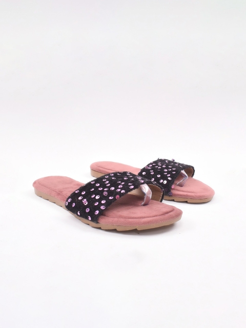 

Apratim Women Peach-Coloured Printed Party Open Toe Flats